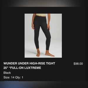 Lululemon Wunder Under High Rise Tight - Black
